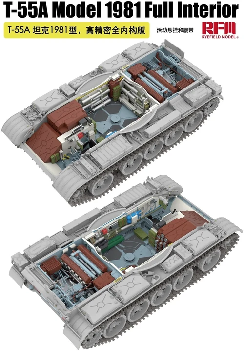 RFM T-55A tanko plastikinis modelis su pilnu interjeru 1:35