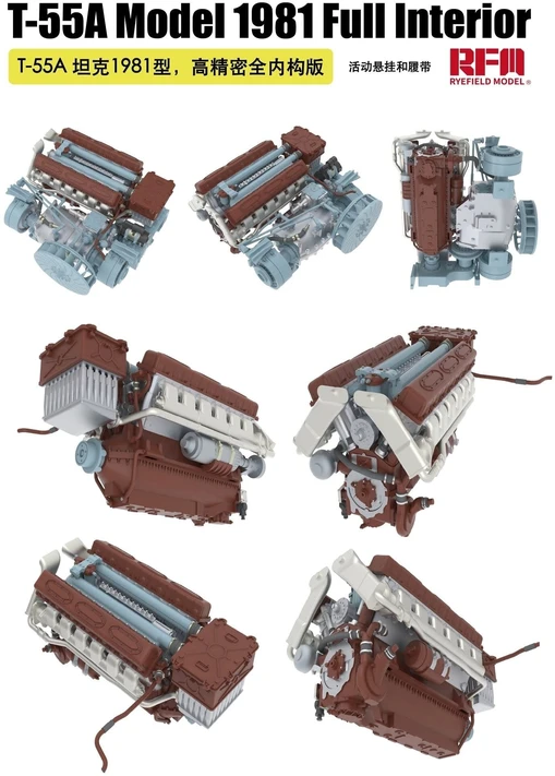 RFM T-55A tanko plastikinis modelis su pilnu interjeru 1:35