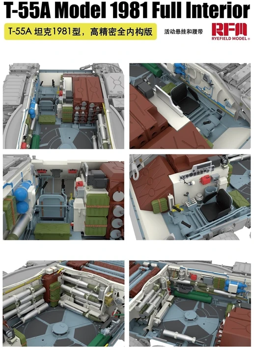 RFM T-55A tanko plastikinis modelis su pilnu interjeru 1:35