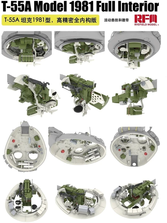 RFM T-55A tanko plastikinis modelis su pilnu interjeru 1:35