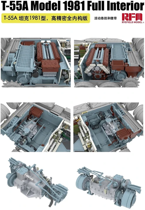 RFM T-55A tanko plastikinis modelis su pilnu interjeru 1:35