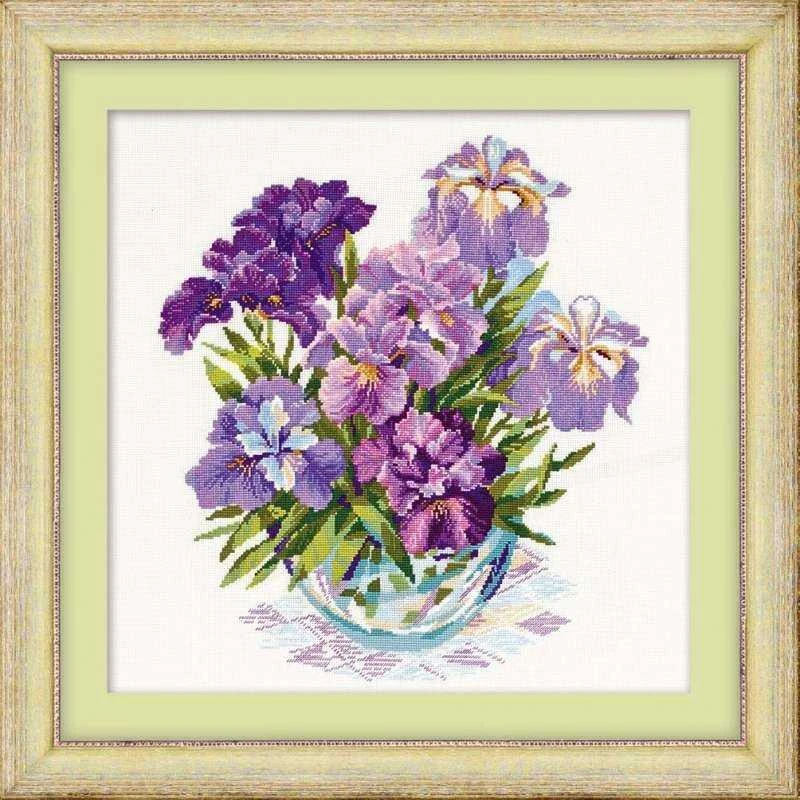 RIOLIS - Create It Yourself - Siuvinėjimo rinkinys „Irisai vazoje“ 1071 (45x45 cm)