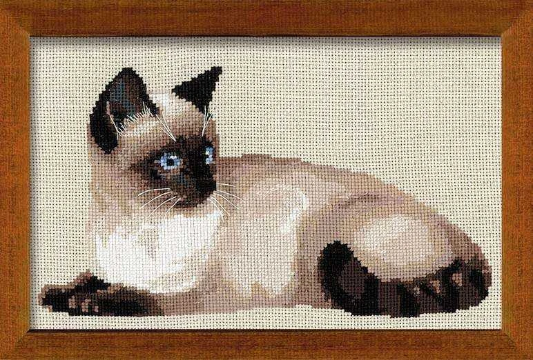 RIOLIS - Create It Yourself - Siuvinėjimo rinkinys „Siamo katė“ 1066 (38x26 cm)