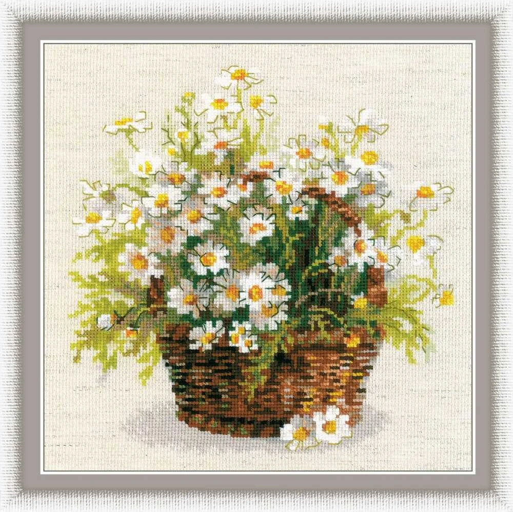RIOLIS – Create It Yourself – Siuvinėjimo rinkinys „Ramunėlės“ 1478 (25x25 cm)