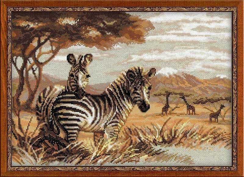 RIOLIS – Create It Yourself – Siuvinėjimo rinkinys „Savanos zebrai“ 1143 (40x30 cm)