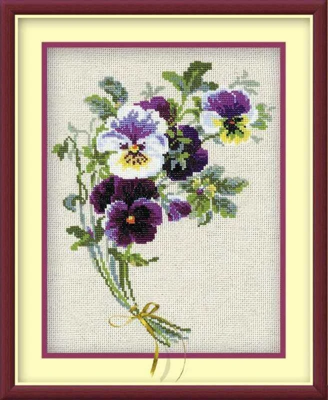 RIOLIS – Create It Yourself – Siuvinėjimo rinkinys „Našlaičių puokštė“ 1020 (24x30 cm)