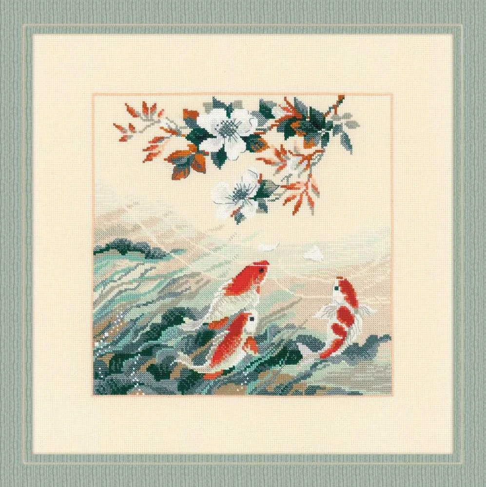 RIOLIS – Create It Yourself – Siuvinėjimo rinkinys „Šokančios žuvelės“ 1574 (40 x 40 cm)