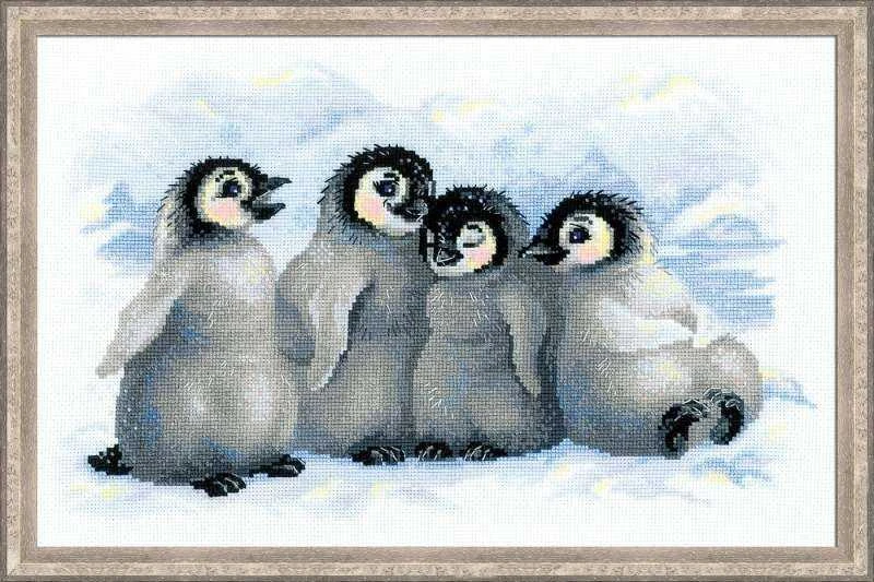RIOLIS – Create It Yourself – Siuvinėjimo rinkinys „Juokingi pingvinai“ 1323 (40x25 cm)
