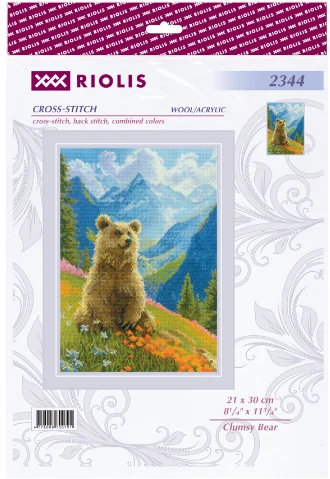 RIOLIS „Nerangus meškiukas“ kryželiu siuvinėjimo rinkinys Aida 21x30 cm