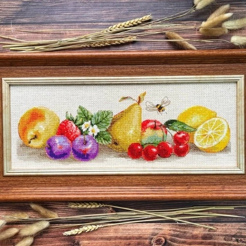 Riolis Siuvinėjimo kryželiu rinkinys „Vasaros skonis“ – vaisių natiurmortas 40 x 15 cm