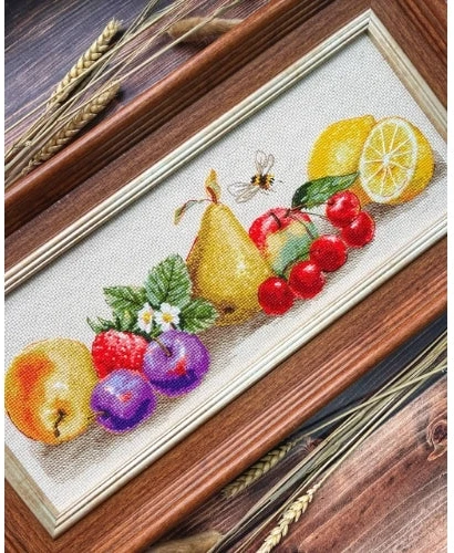 Riolis Siuvinėjimo kryželiu rinkinys „Vasaros skonis“ – vaisių natiurmortas 40 x 15 cm