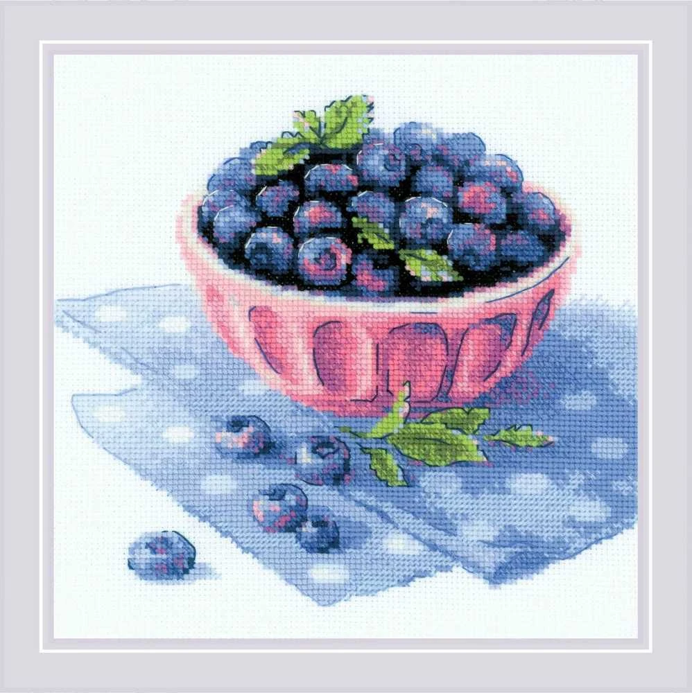 Riolis Kryželiu siuvinėjimo rinkinys „Prinokusi mėlynė“ 20x20 SR2168