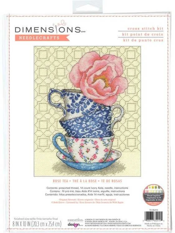 DIMENSIONS Simplicity Creative Corp Kryželio siuvinėjimo rinkinys Rose Tea D70-35414