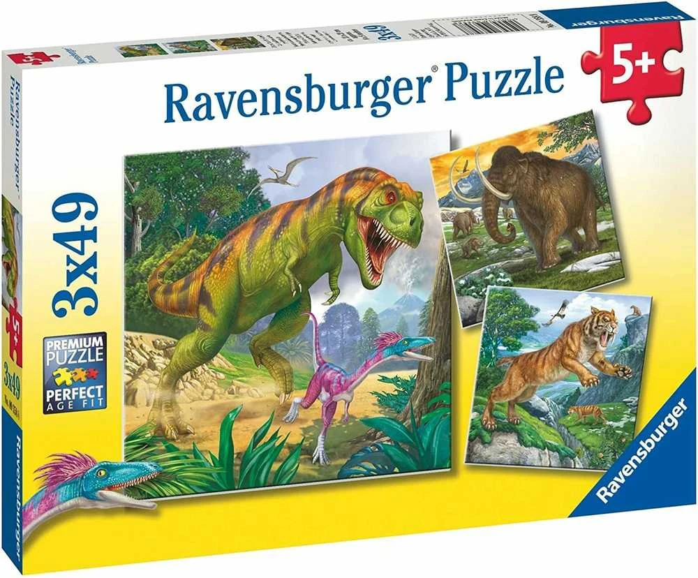 Ravensburger Dėlionė 3x49 vnt. - Priešistoriniai laikai