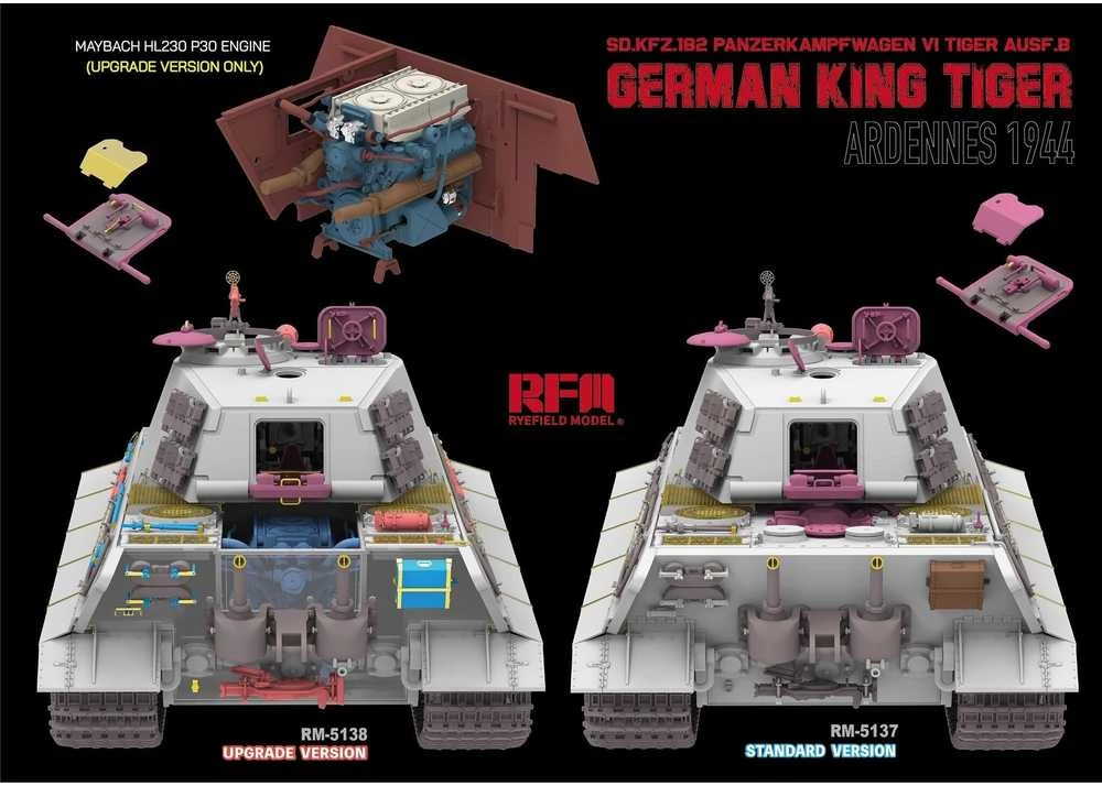 Rye Field Model 1/35 King Tiger Sd.Kfz.182 Ardenai 1944, patobulinta (RFM-5138)