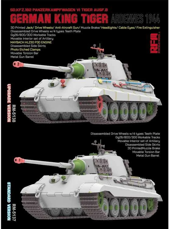 Rye Field Model 1/35 King Tiger Sd.Kfz.182 Ardenai 1944, patobulinta (RFM-5138)