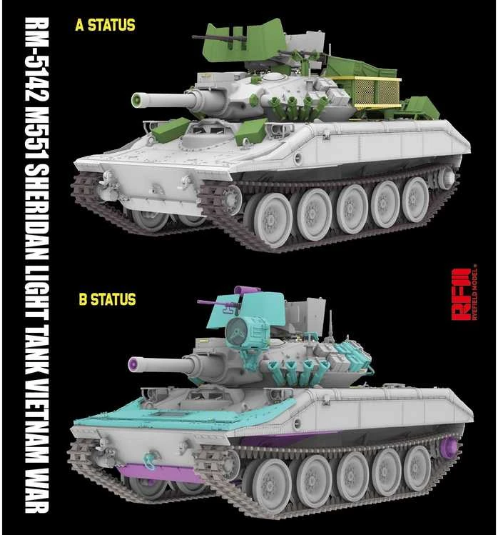 Rye Field Model M551 Sheridan tanko modelis Vietnamas 1/35 RFM-5142