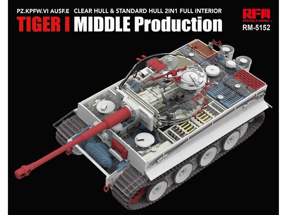 Rye Field Tiger I vid. gamybos su permatomu bokšteliu 1/35 RFM-5152