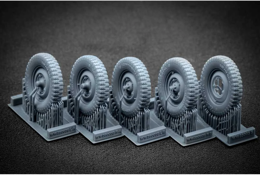 Kubelwagen nusėdusių ratų rinkinys Meng/Tamiya, 1/35, 3D spausdinta