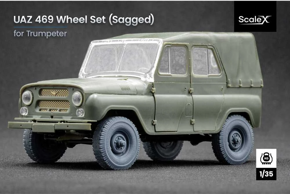 ScaleX UAZ-469 nuleistų ratų rinkinys Trumpeter modeliui 1/35