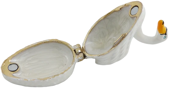 SIAM FASHION JEWELRY CO., LTD. Elegantiška metalinė dovanų dėžutė su kristalais „Gulbė“ – papuošalams
