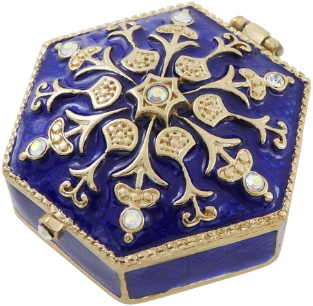 SIAM FASHION JEWELRY CO., LTD. Prabangi mėlyna–auksinė metalinė mini papuošalų dėžutė su kristalais