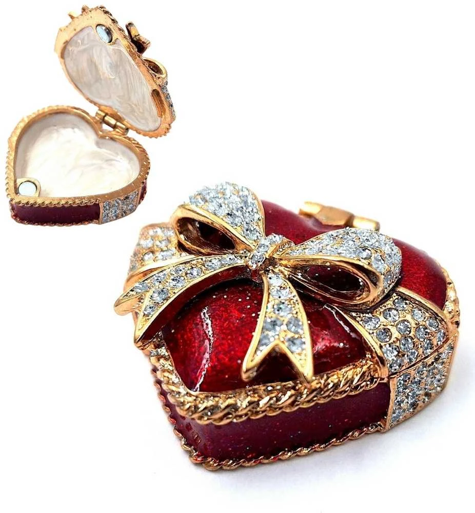 SIAM FASHION JEWELRY CO., LTD. Metalinė širdelės papuošalų dėžutė su kristalais – romantiška dovana