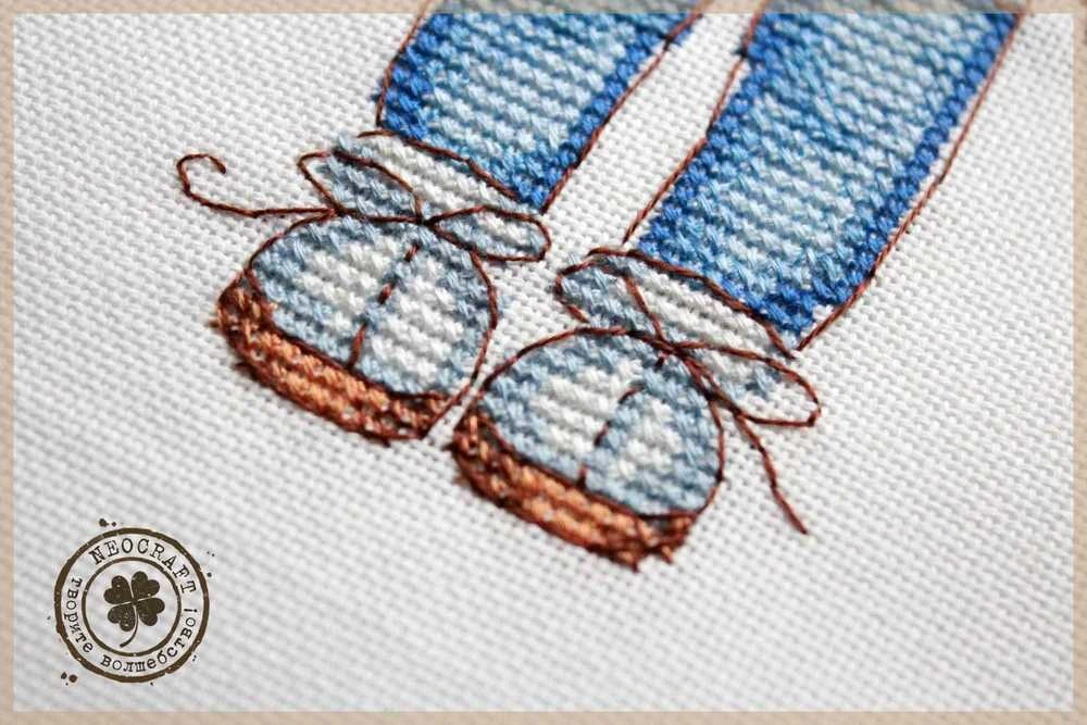Siuvinėjimo kryželiu rinkinys Dvyniai NeoCraft, 15×18 cm, Zweigart