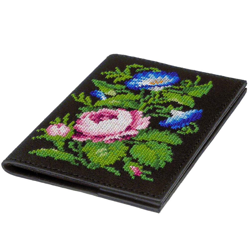 Siuvinėjimo kryželiu rinkinys – eko odos paso viršelis Wonderland Crafts