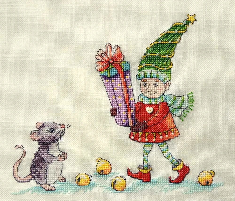 Siuvinėjimo kryželiu rinkinys NeoCraft „Pelės dovana“ 16x19 cm