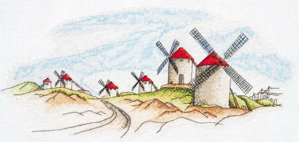 Siuvinėjimo kryželiu rinkinys Vėjo malūnai, 14 ct, 39x18 cm, Abris Art