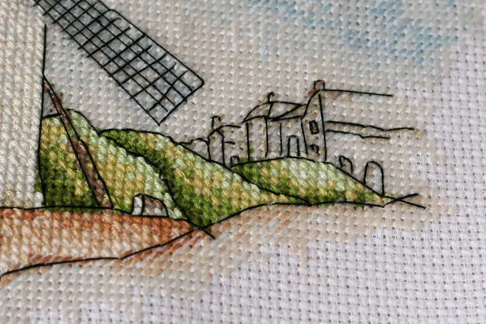 Siuvinėjimo kryželiu rinkinys Vėjo malūnai, 14 ct, 39x18 cm, Abris Art