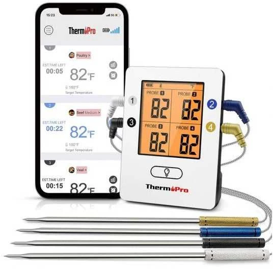 Skaitmeninis belaidis įkraunamas bluetooth maisto termometras su 4 zondais ThermoPro TP25W