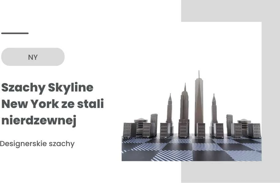 Skyline Chess Prabangus Niujorko „Skyline“ šachmatų rinkinys, nerūdijančio plieno figūros