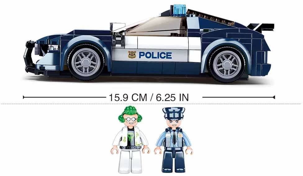 Sluban policijos automobilio konstruktorius – 284 detalės, 6+, 15,9 cm