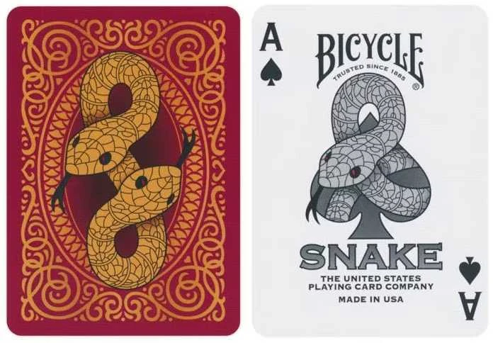 Bicycle Snake žaidimo kortos – kolekcinė raudona/auksinė kaladė pokeriui