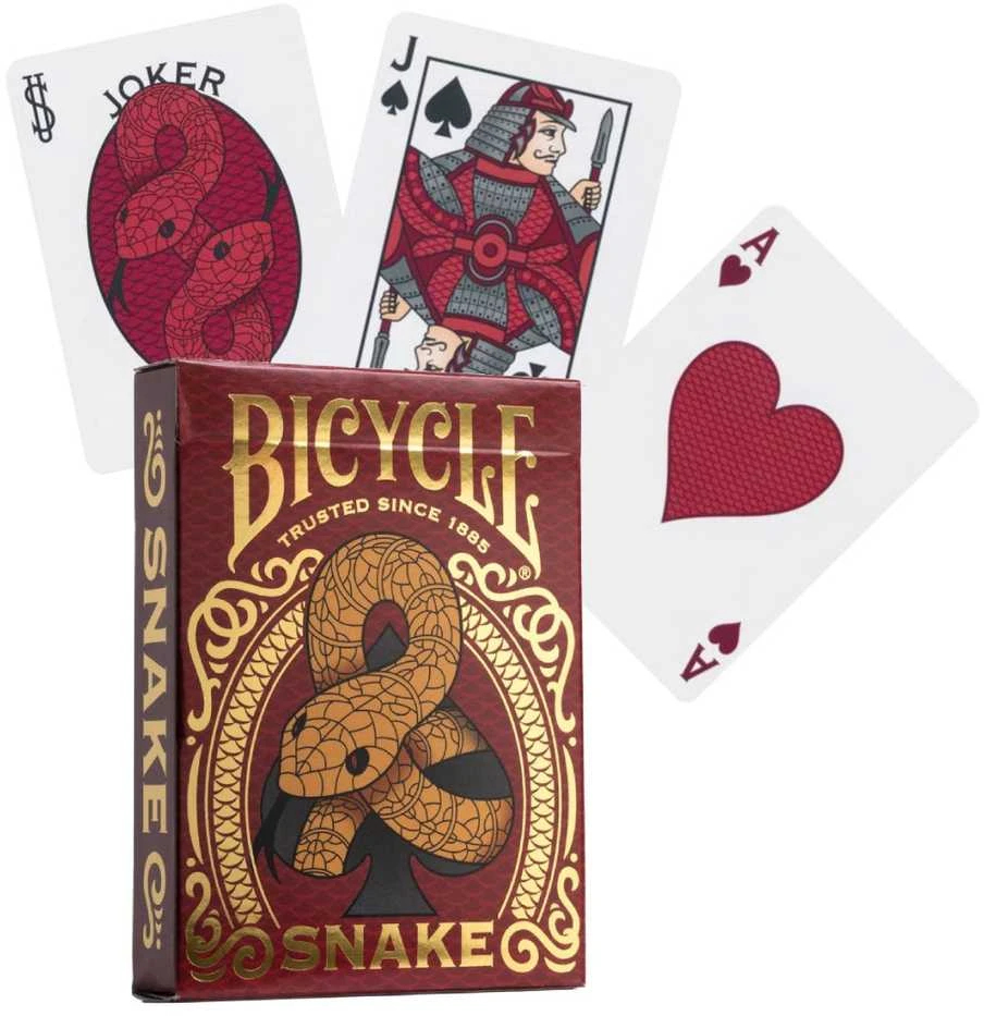 Bicycle Snake žaidimo kortos – kolekcinė raudona/auksinė kaladė pokeriui