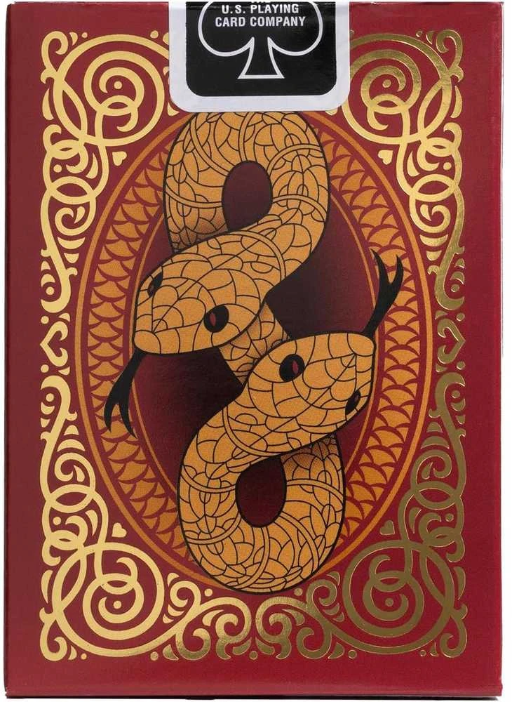Bicycle Snake žaidimo kortos – kolekcinė raudona/auksinė kaladė pokeriui