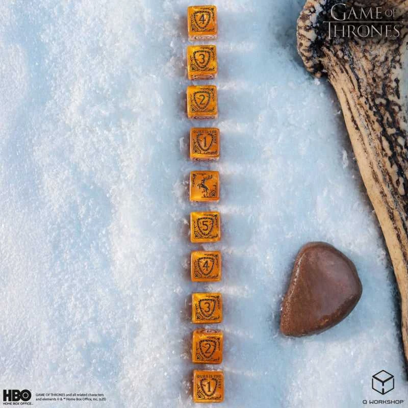 Sostų karai: Baratheon 10x D6 kauliukai – geltoni, licencijuoti, Q-Workshop