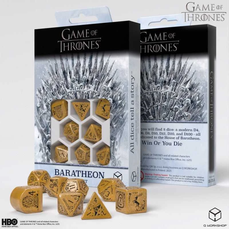 Sostų karai Baratheon kauliukų rinkinys – Q-Workshop, 8 vnt., RPG
