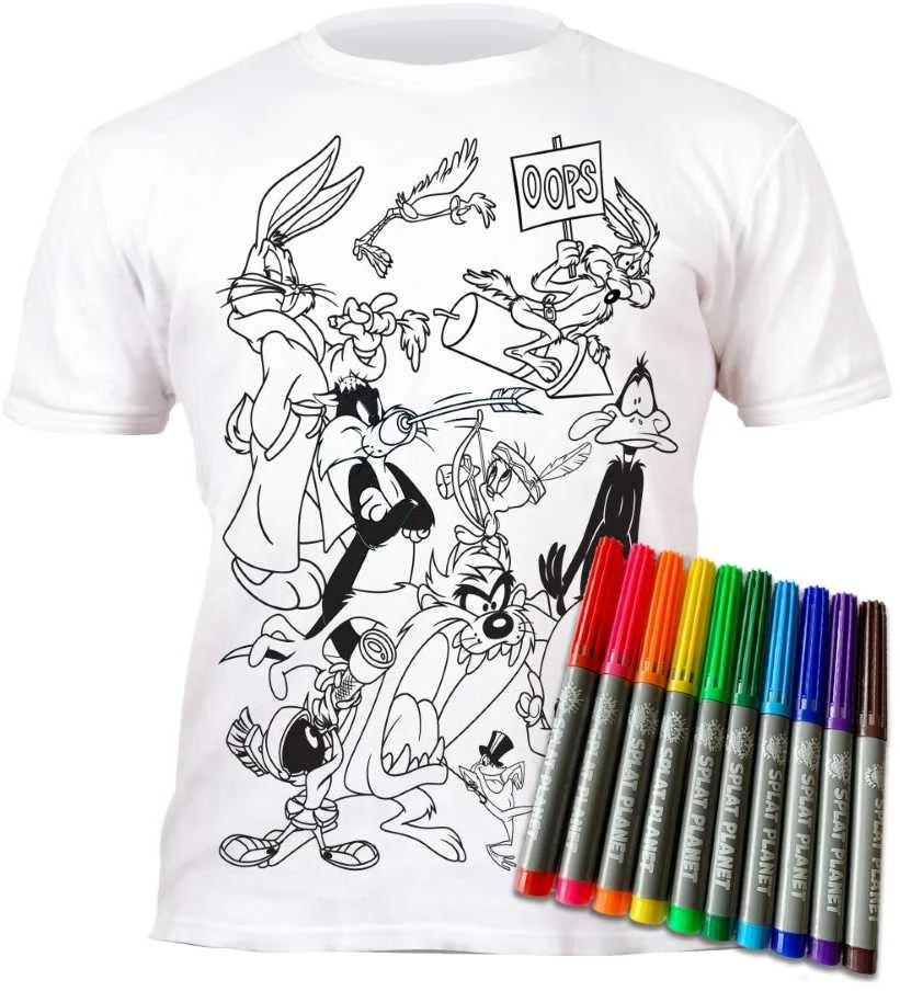 Splat Planet marškinėliai su flomasteriais, Looney Tunes, Dydis: 3 - 4 metai