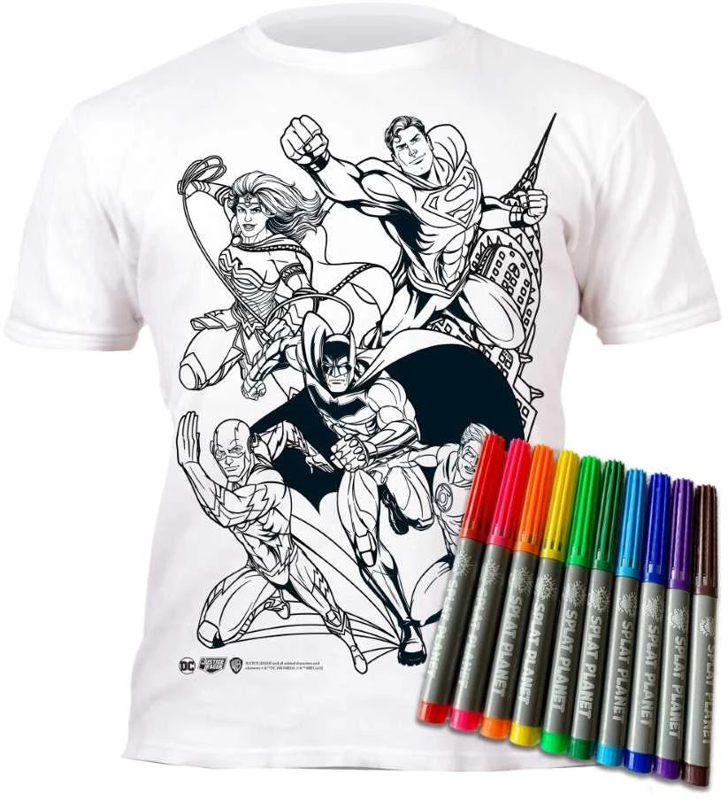 Splat Planet marškinėliai su flomasteriais Justice League, Dydis: 3 - 4 metai