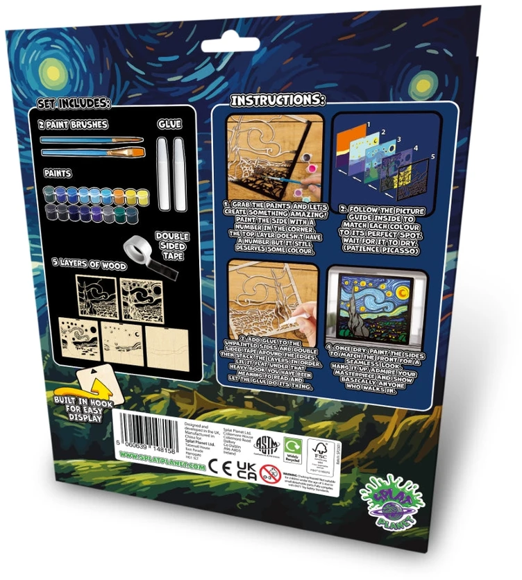 Splat Planet medinis 3D spalvinimo paveikslas Žvaigždėta naktis