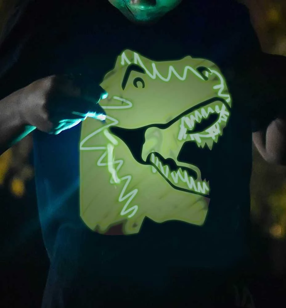 Splat Planet šviečiantys tamsoje marškinėliai, Dinozauras, Dydis: 5 - 6 metai