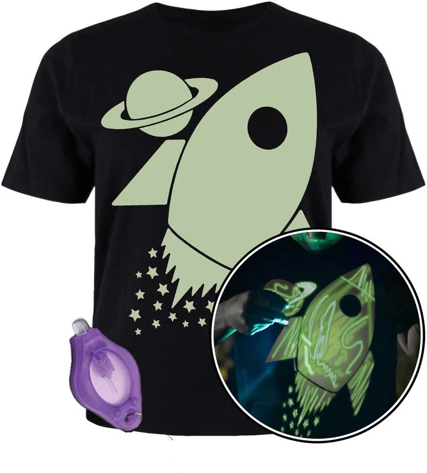 Splat Planet šviečiantys tamsoje marškinėliai, Kosmose, Rūbelių dydis: 5 - 6 metai