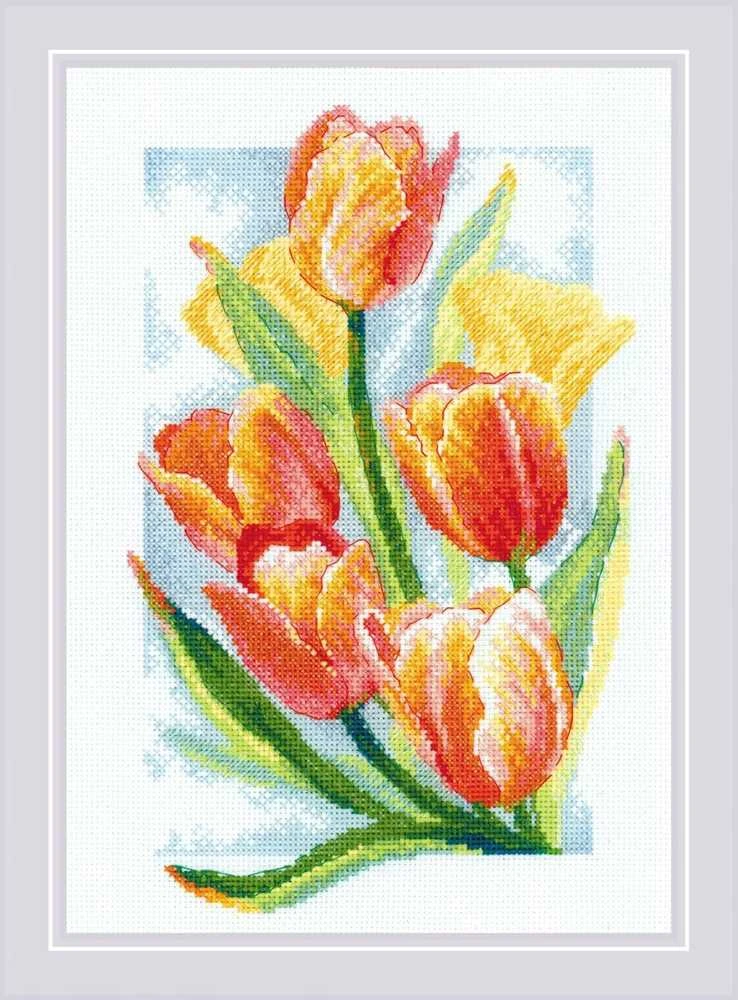 Riolis Kryželiu siuvinėjimo rinkinys "Pavasario švytėjimas. Tulpes" 21x30 SR2191