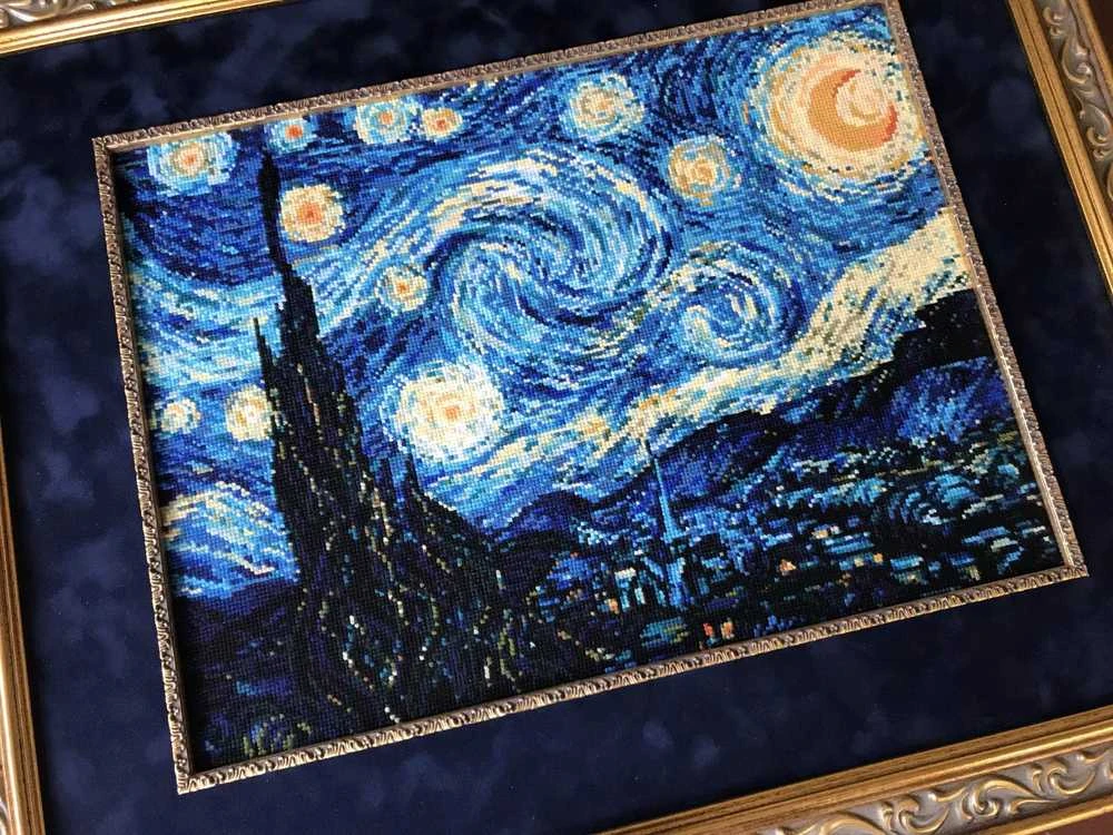Riolis Siuvinejimo rinkinys Žvaigždėta naktis 40x30 cm