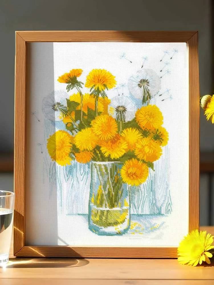 Riolis Kryželio siūlų rinkinys "Saulėti kiaulpienės" 24x30 cm SR2229