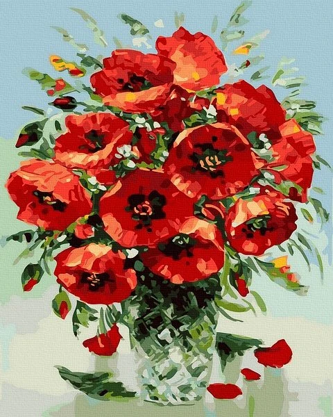 SuperColor Tapyba Pagal Skaičius: „Aguonų puokštė“ 40x50 cm