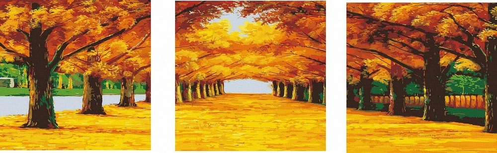 SuperColor Tapyba Pagal Skaičius: „Auksinis takas“ (trijų dalių) 50x50 cm